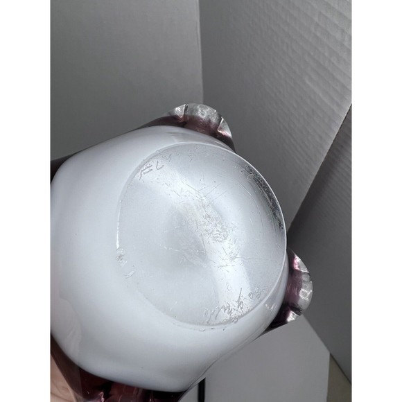 Art Studio Purple Glass Handkerchief Candle Holder Ashtray Paperweight Signed - Picture 7 of 7